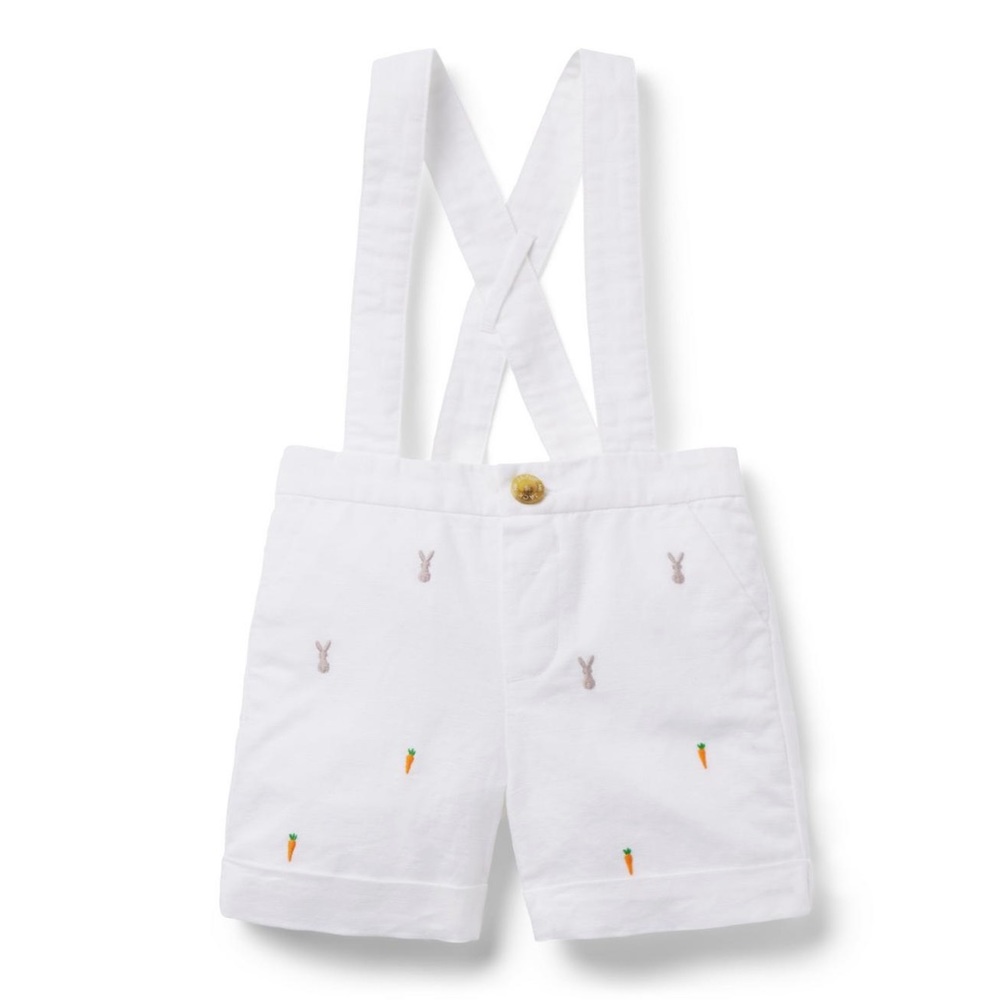 BNWT Janie & Jack Baby Embroidered Easter Suspender Short